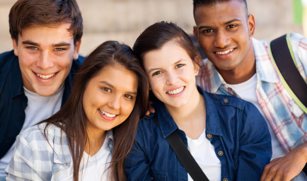 group of teen high shcool students