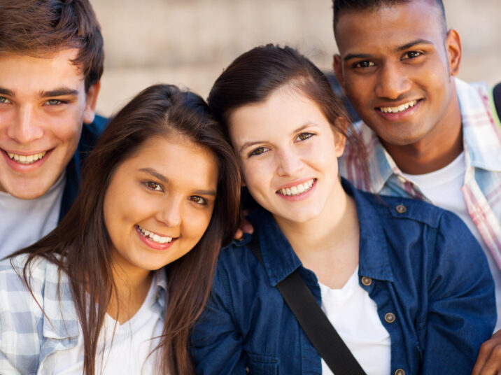 group of teen high shcool students